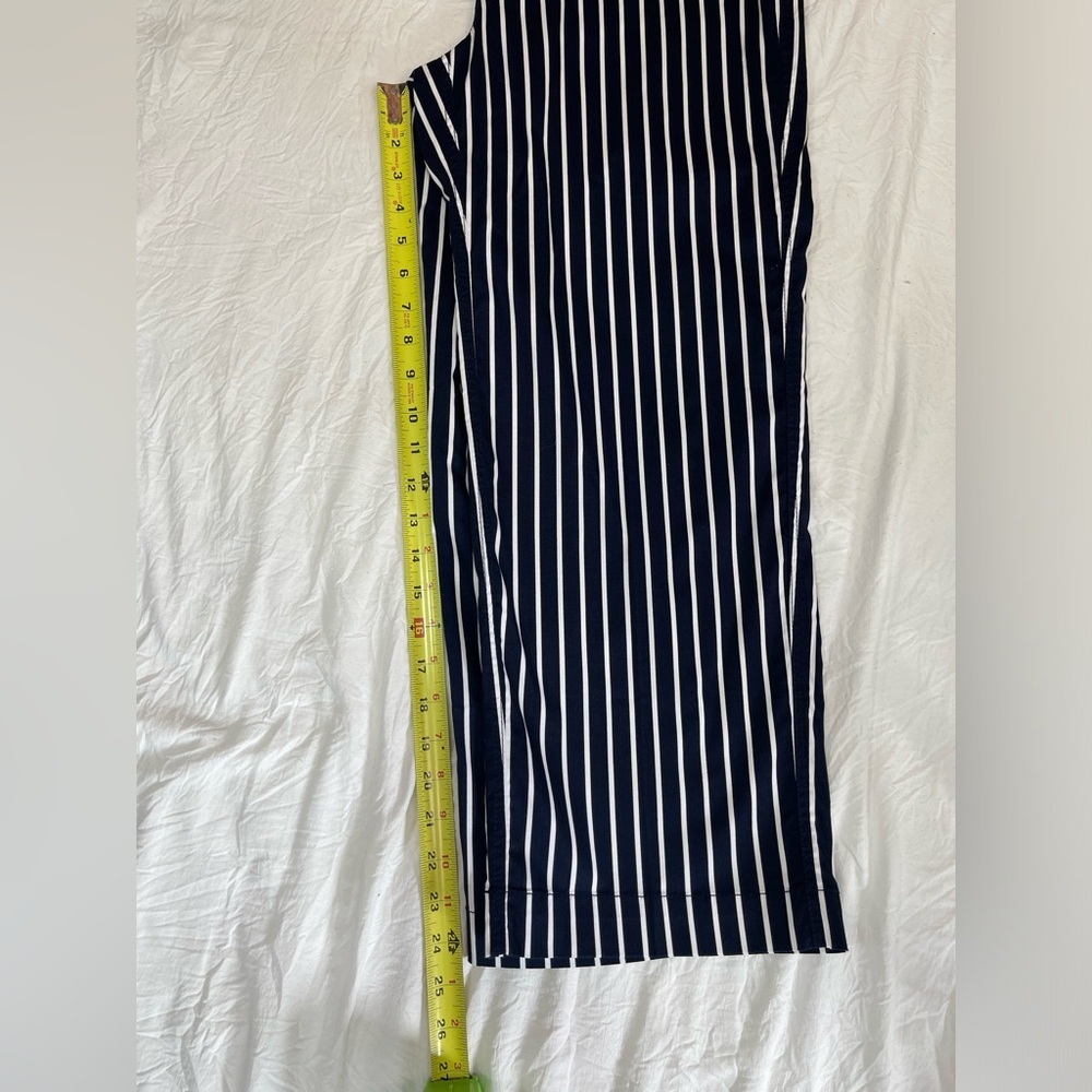 Chico’s navy and white stripes cotton wide leg crop stretch pants women’s size 6 - Picture 11 of 17